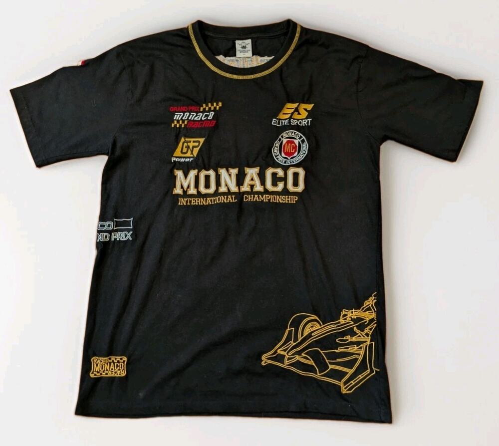 VTG Monaco Grand Prix Racing T Shirt Men XXL Embroidered F1 Formula Race Car